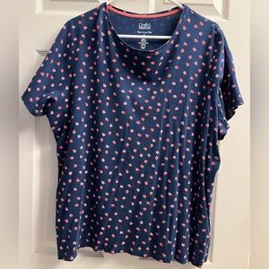 Croft & Barrow Women’s Classic Blue Tee with Strawberry 🍓 Accents 2x